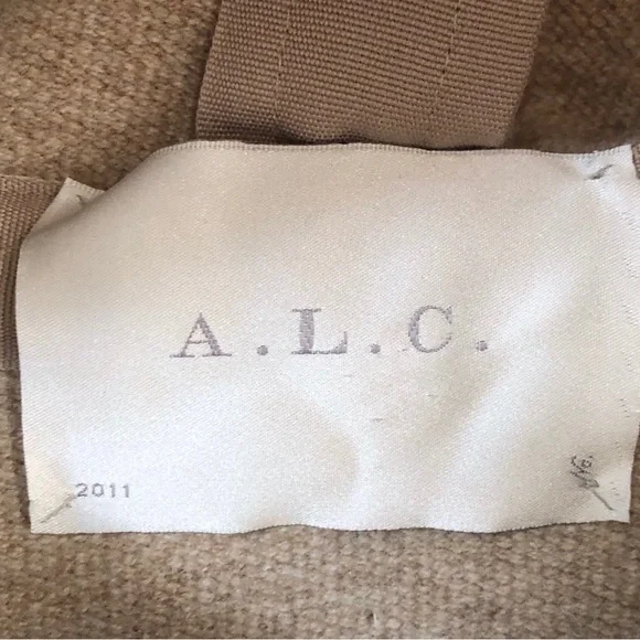 A.L.C.Rare Wool Blend Tan Boho Western Poncho with Stripe